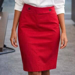 Salvatore Ferragamo Red Pencil A-Line SILK COTTON Midi Skirt size 42 MEDIUM